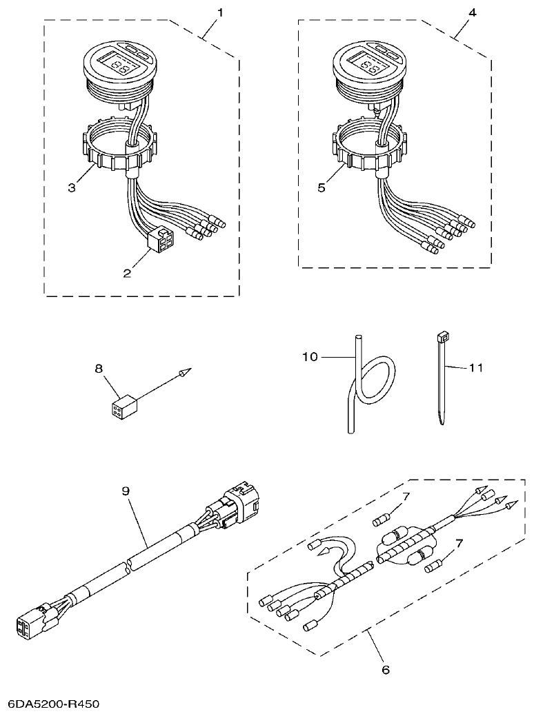 Yamaha F150FET, FL150FET METER 1 parts diagram